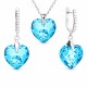 Sidabrinis papuošalų rinkinys moterims DiamondSky „Romantic Heart III R (Aquamarine Shimmer)“ su Swarovski kristalais