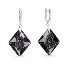 Sidabriniai auskarai moterims DiamondSky „Growing Crystal (Silver Night)“ su Swarovski kristalais