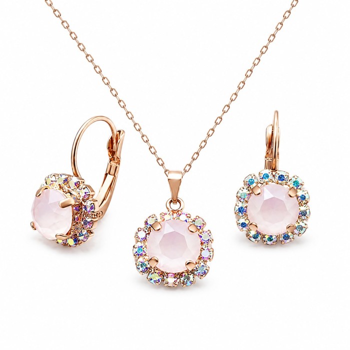 Papuošalų rinkinys moterims „Glory II (Powder Rose)“ su Swarovski® kristalais