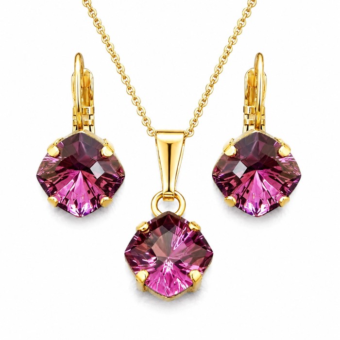Papuošalų rinkinys moterims „Mystic (Amethyst)“ su Swarovski® kristalais