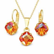 Papuošalų rinkinys moterims DiamondSky „Mystic (Astral Pink)“ su Swarovski kristalais