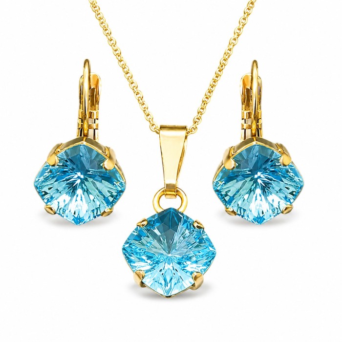 Papuošalų rinkinys moterims „Mystic (Aquamarine)“ su Swarovski® kristalais