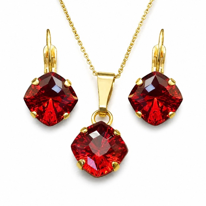 Papuošalų rinkinys moterims „Mystic (Scarlet)“ su Swarovski® kristalais