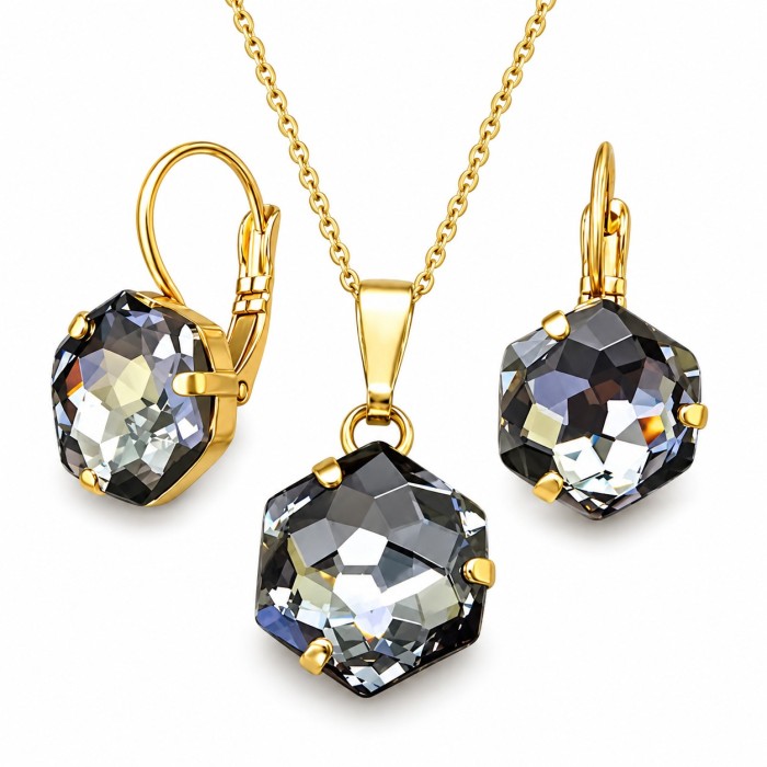 Jewelry Set “Fantasy” (Silver Night) embellished with Crystals by Swarovski®