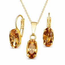 Papuošalų rinkinys moterims „Enigma (Light Colorado Topaz)“ su Swarovski® kristalais