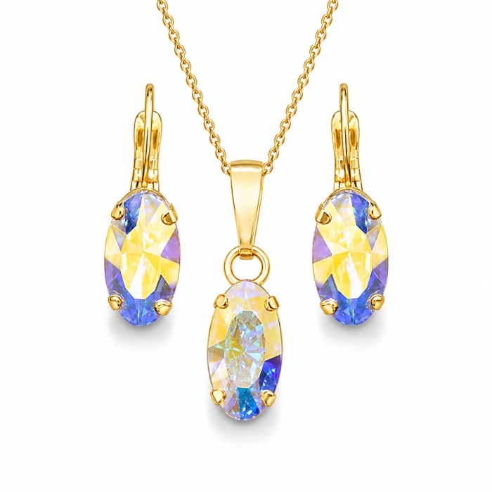 Papuošalų rinkinys moterims „Enigma (Aurora Borealis)“ su Swarovski® kristalais