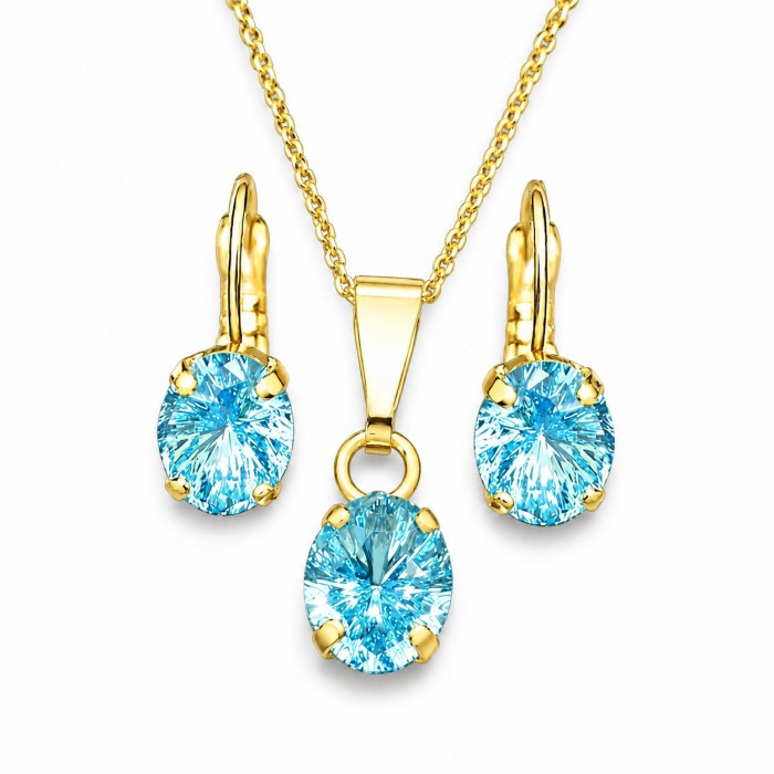 Papuošalų rinkinys moterims DiamondSky „Mystic II (Aquamarine)“ su Swarovski kristalais