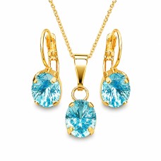 Papuošalų rinkinys moterims DiamondSky „Mystic II (Aquamarine)“ su Swarovski kristalais