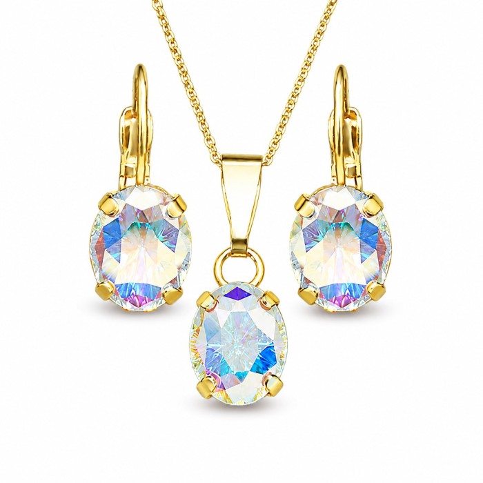 Papuošalų rinkinys moterims DiamondSky „Mystic II (Aurora Borealis)“ su Swarovski kristalais