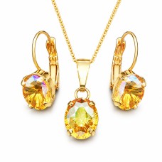 Papuošalų rinkinys moterims DiamondSky „Mystic II (Light Topaz Shimmer)“ su Swarovski kristalais