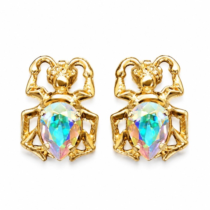 Earrings “Skarabeus (Aurora Borealis)” created with Preciosa® crystals