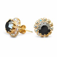 Серьги «Великолепие (Jet Hematite)» с кристаллами Preciosa®