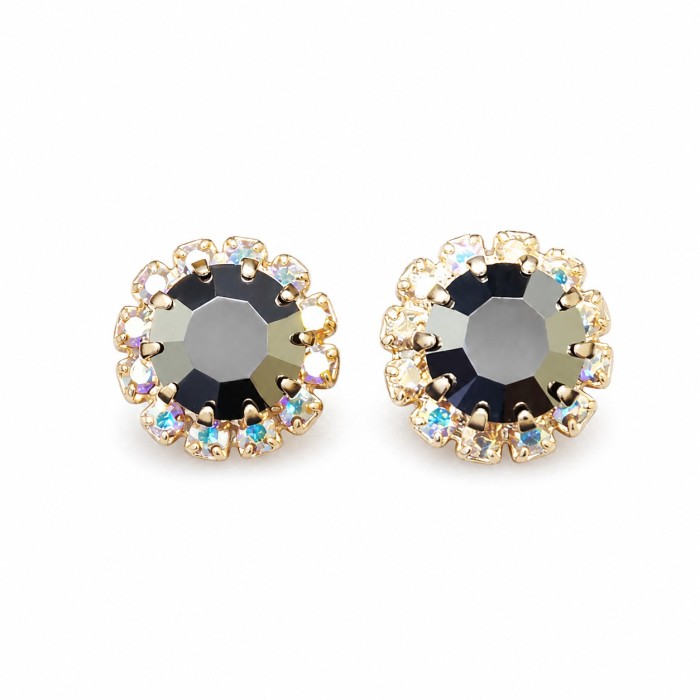 Серьги «Великолепие (Jet Hematite)» с кристаллами Preciosa®