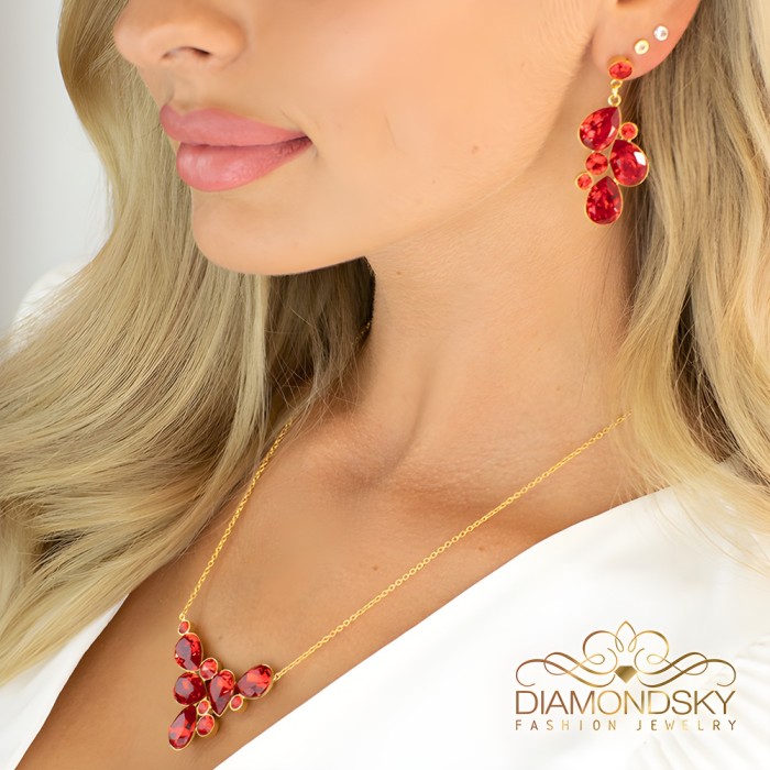 Papuošalų rinkinys moterims „Fillory Magic (Light Siam)“ su Preciosa® kristalais