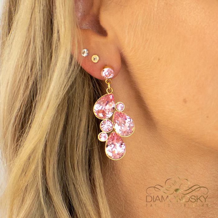 Auskarai moterims DiamondSky „Fillory Magic (Light Rose)“ su Preciosa® kristalais