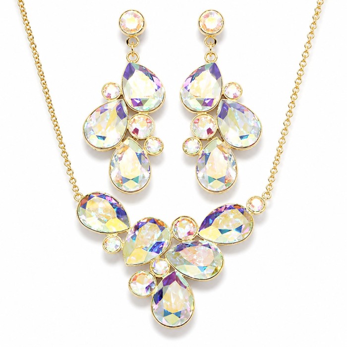 Papuošalų rinkinys moterims DiamondSky „Fillory Magic (Aurora Borealis)“ su Preciosa® kristalais