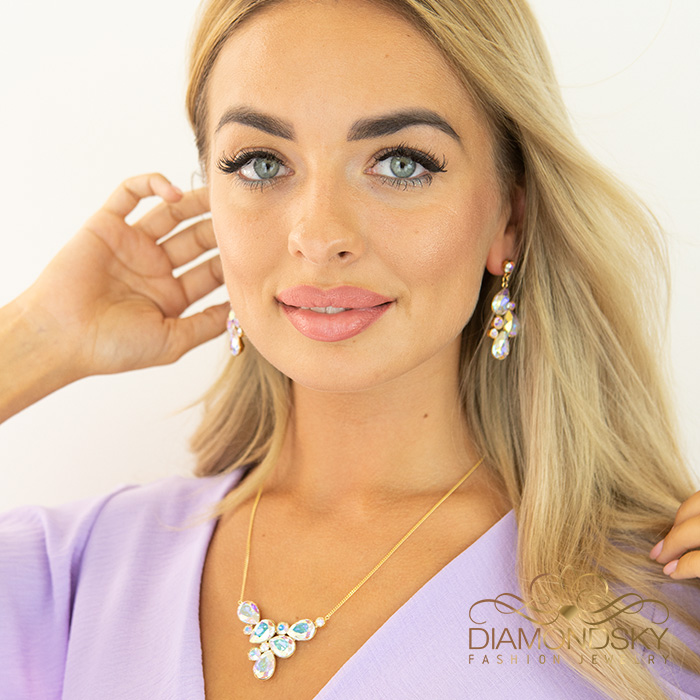 Papuošalų rinkinys moterims DiamondSky „Fillory Magic (Aurora Borealis)“ su Preciosa® kristalais