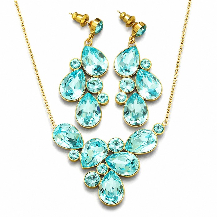 Papuošalų rinkinys moterims „Fillory Magic (Aqua Bohemica)“ su Preciosa® kristalais