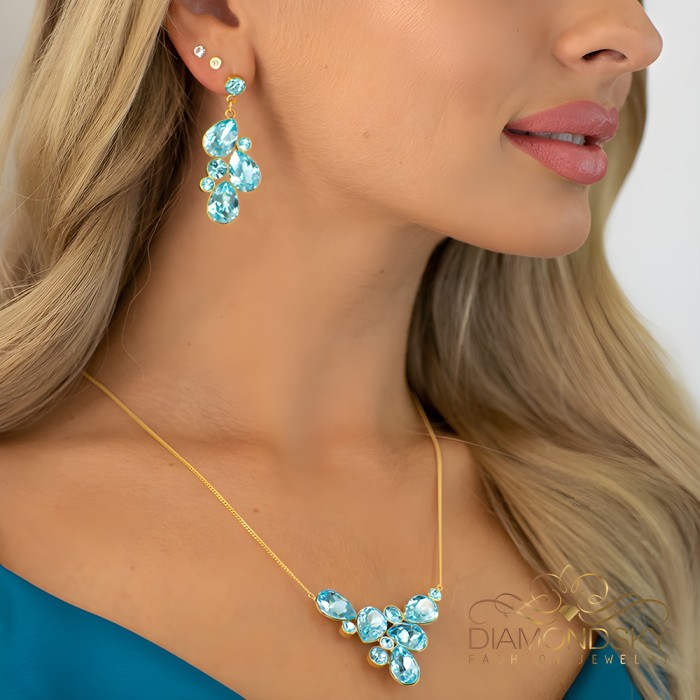 Papuošalų rinkinys moterims „Fillory Magic (Aqua Bohemica)“ su Preciosa® kristalais