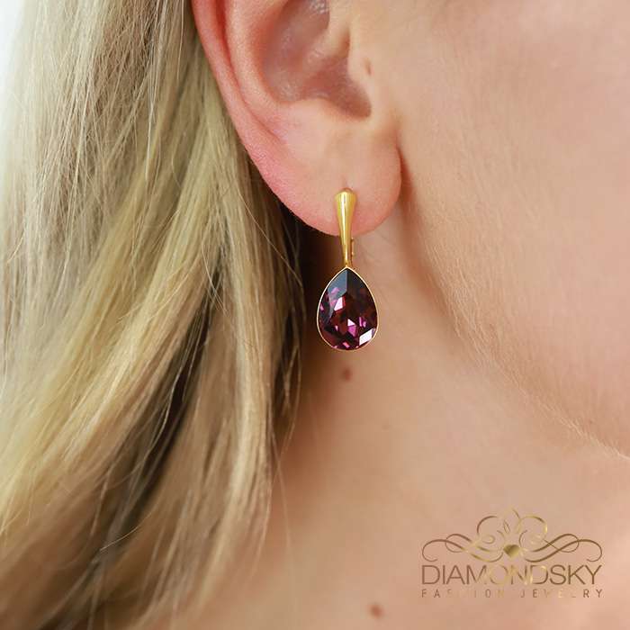 Серебряные серьги «Кристальная Капля (Amethyst)» с кристаллами Preciosa®