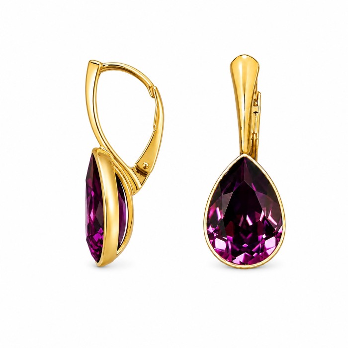 Серебряный комплект «Кристальная Капля (Amethyst)» с кристаллами Preciosa®