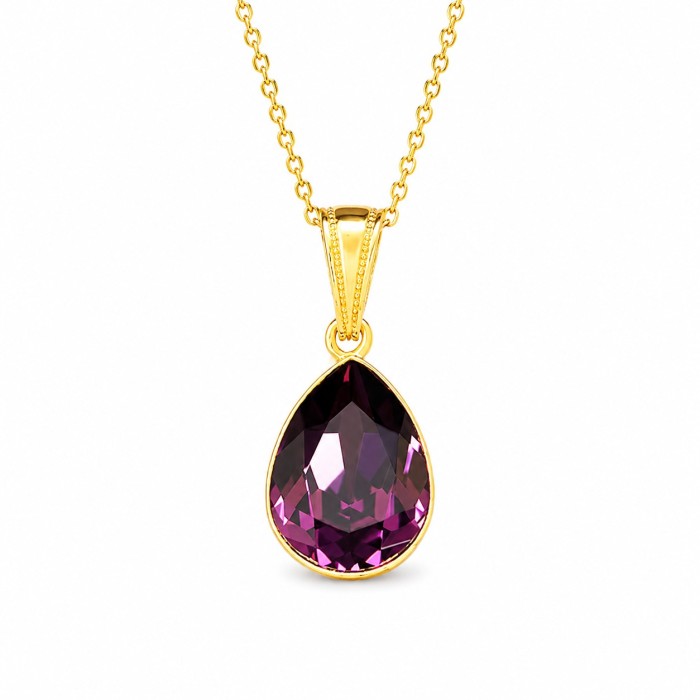 925 Sterling Silver Pendant “Crystal Drop (Amethyst)” created with Preciosa® crystals