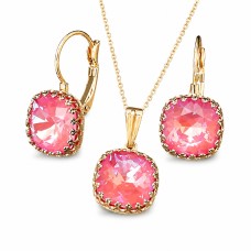 Papuošalų rinkinys moterims „Vintage V (Lotus Pink DeLite)“ su Swarovski® kristalais