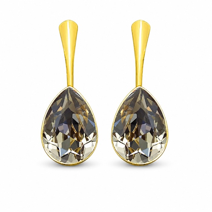 Серебряные серьги «Кристальная Капля (Black Diamond)» с кристаллами Preciosa®