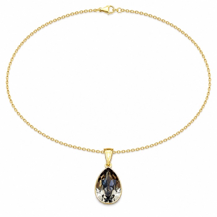 Sidabrinis papuošalų rinkinys moterims DiamondSky „Crystal Drop (Black Diamond)“ su Preciosa® kristalais