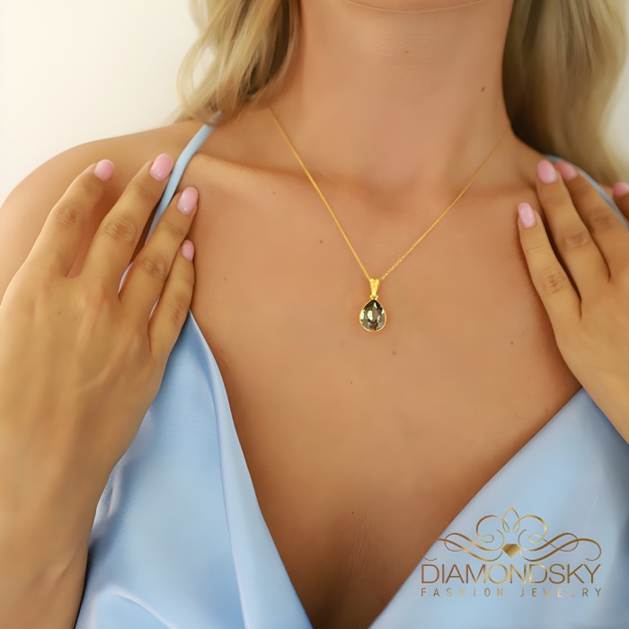 925 Sterling Silver Pendant “Crystal Drop (Black Diamond)” created with Preciosa® crystals