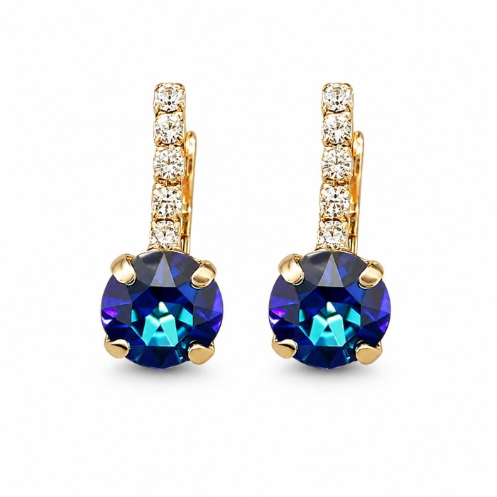 Auskarai moterims DiamondSky „Glory IV (Bermuda Blue)“ su Swarovski kristalais