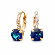 Auskarai moterims DiamondSky „Glory IV (Bermuda Blue)“ su Swarovski kristalais