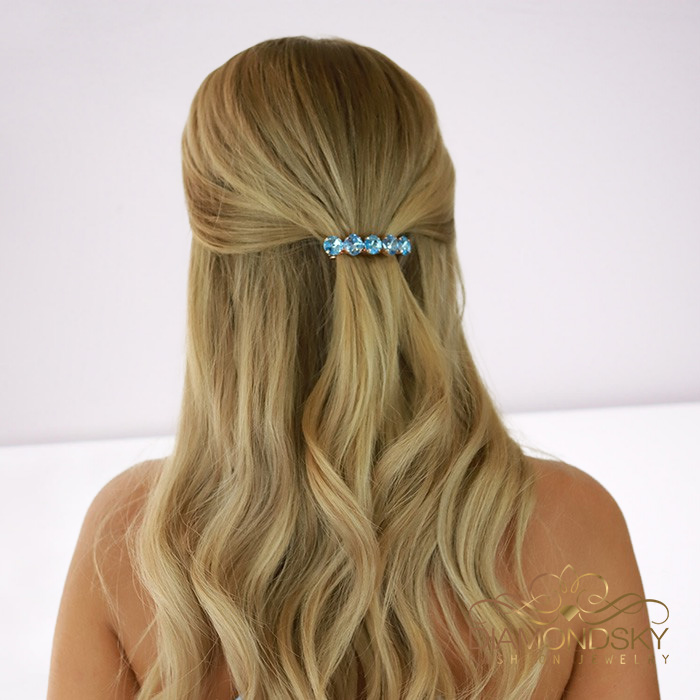 Segė moterims DiamondSky „Glare (Aquamarine)“ su Swarovski kristalais