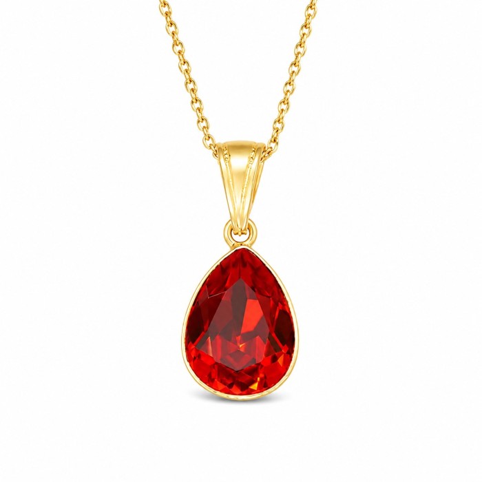 925 Sterling Silver Pendant “Crystal Drop (Light Siam)” created with Preciosa® crystals