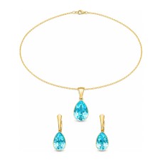 Sidabrinis papuošalų rinkinys moterims DiamondSky „Crystal Drop (Aqua Bohemica)“ su Preciosa® kristalais