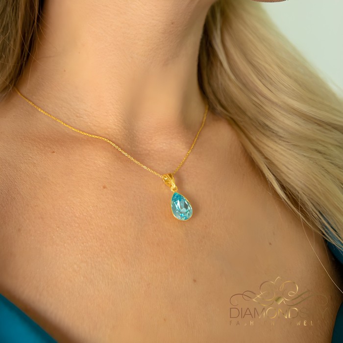 Sidabrinis pakabukas „Crystal Drop (Aqua Bohemica)“ su Preciosa® kristalais