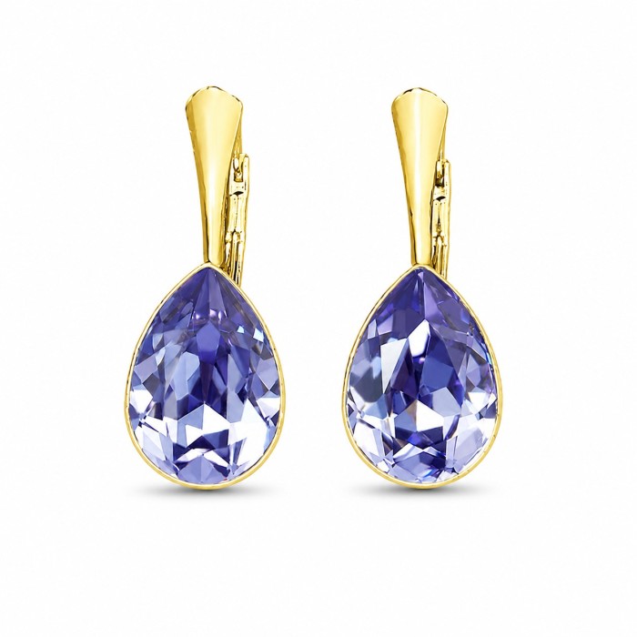Серебряные серьги «Кристальная Капля (Tanzanite)» с кристаллами Preciosa®