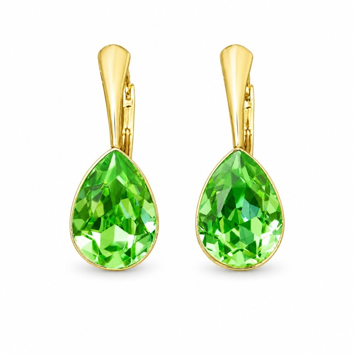 Серебряные серьги «Кристальная Капля (Peridot)» с кристаллами Preciosa®