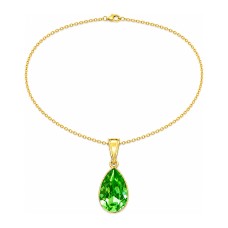 Sidabrinis kaklo papuošalas moterims Diamond Sky „Crystal Drop (Peridot)“ su Preciosa® kristalais