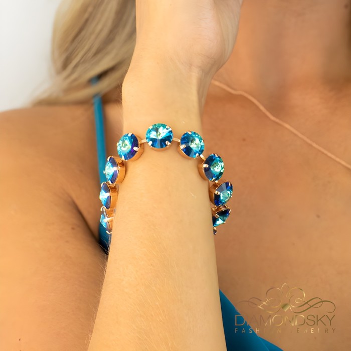 Apyrankė moterims DiamondSky „Vortex (Bermuda Blue)“ su Preciosa® kristalais