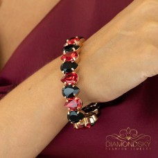 Apyrankė moterims DiamondSky „Mona Lisa (Jet / Light Siam)“ su Preciosa® kristalais