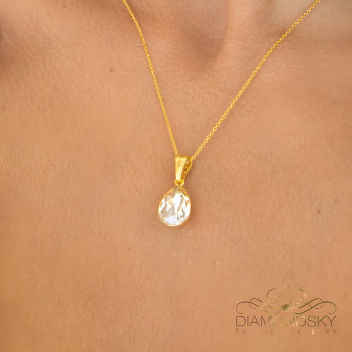 Sidabrinis pakabukas „Crystal Drop (Honey)“ su Preciosa® kristalais