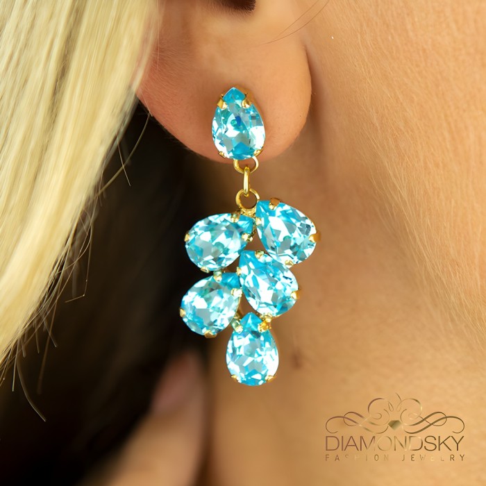 Papuošalų rinkinys moterims „Amber II (Aqua Bohemica)“ su Preciosa® kristalais