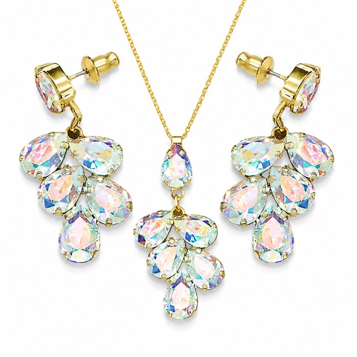 Papuošalų rinkinys moterims „Amber II (Aurora Borealis)“ su Preciosa® kristalais
