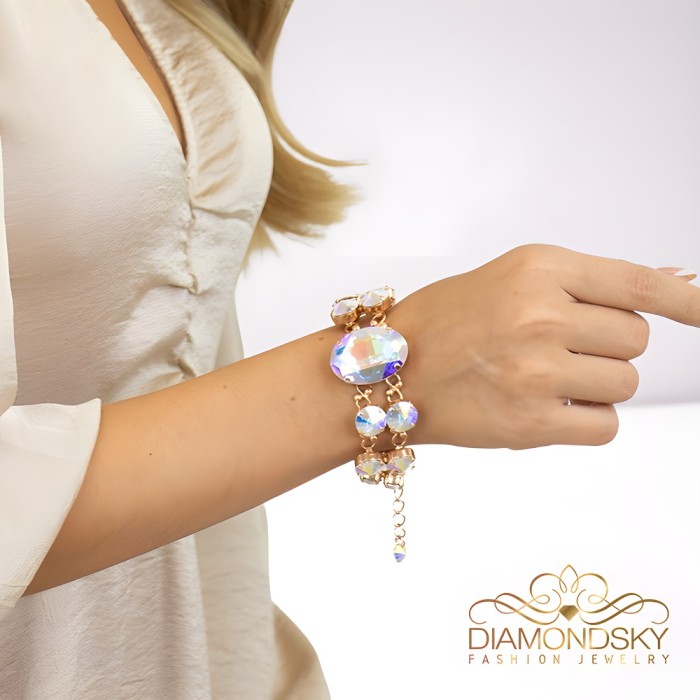 Браслет "Акрус (Aurora Borealis)" с кристаллами Swarovski®