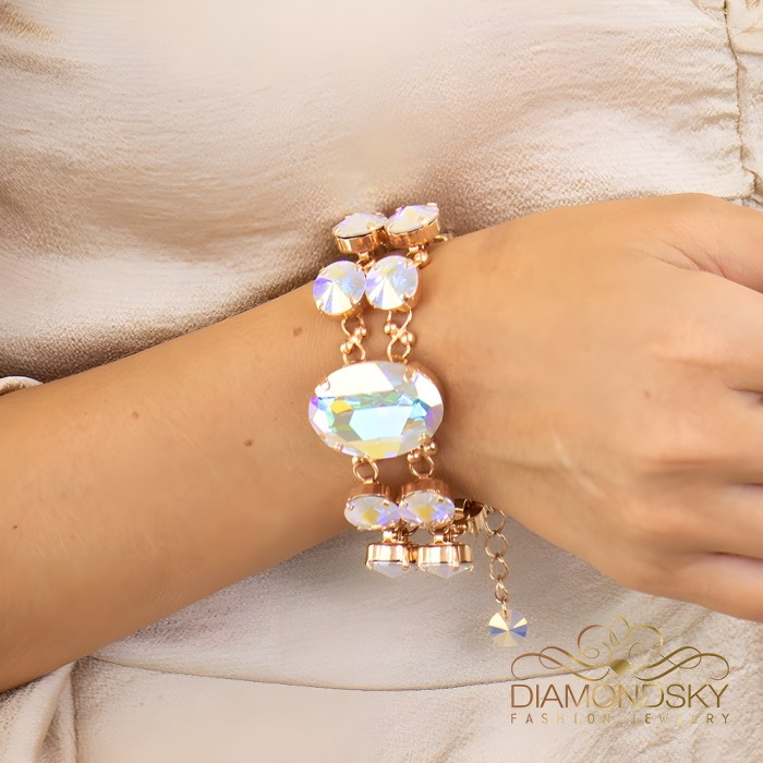 Браслет "Акрус (Aurora Borealis)" с кристаллами Swarovski®