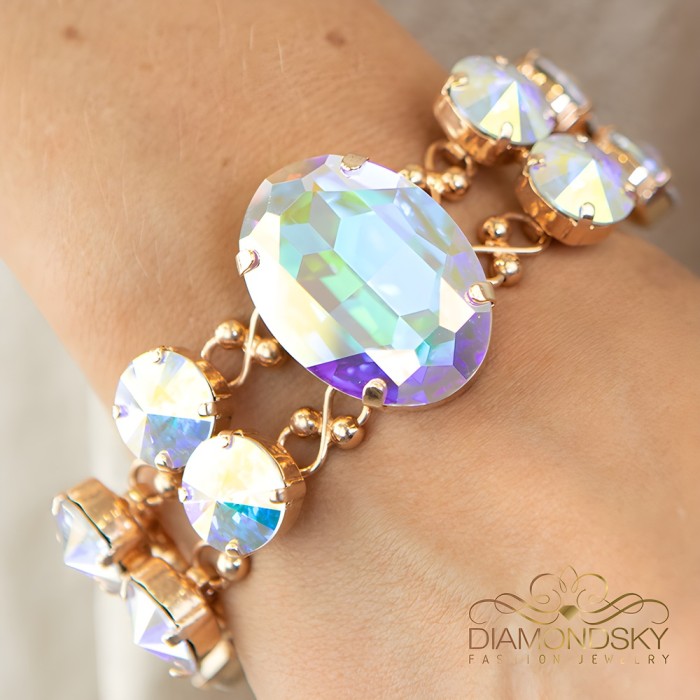Браслет "Акрус (Aurora Borealis)" с кристаллами Swarovski®