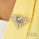 Брошь "Радужный Цветок (Golden Shadow / Light Sapphire Shimmer / Crystal)" с кристаллами Swarovski®