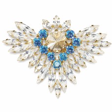Segė moterims DiamondSky „Rainbow Flower (Golden Shadow / Light Sapphire Shimmer / Crystal)“ su Swarovski kristalais