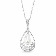 Sidabrinis pakabukas „Baroque Drop“ su Swarovski® perlais